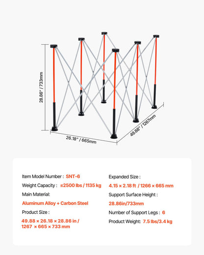 VEVOR Portable Folding Workstand, 4.15 x 2.18 ft Collapsible Workbench, 2500 lbs Weight Capacity, No Assembly Foldable Work Stand with Storage Bag, Table Top NOT Included, for Garage Workshop Outdoor - BXSGZTPPSL4F8JA6T001V0 - view 8