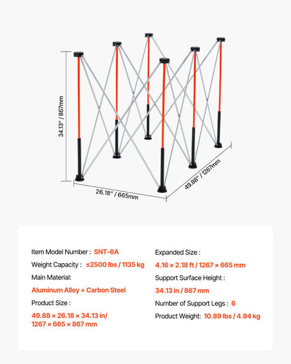 VEVOR Portable Folding Workstand, 4.16 x 2.18 ft Collapsible Workbench, 2500 lbs Weight Capacity, No Assembly Foldable Work Stand with Storage Bag, Table Top NOT Included, for Garage Workshop Outdoor - BXSGZTPPSL4FAB6G7001V0 - view 8