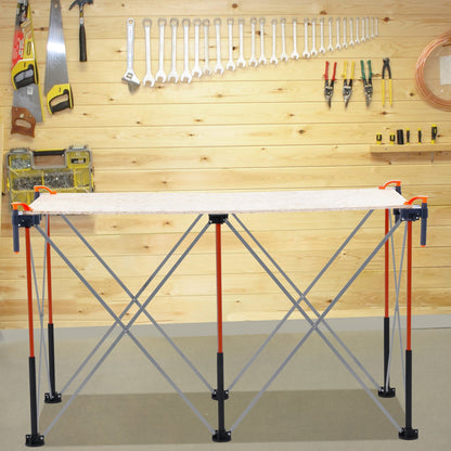 VEVOR Portable Folding Workstand, 4.16 x 2.18 ft Collapsible Workbench, 2500 lbs Weight Capacity, No Assembly Foldable Work Stand with Storage Bag, Table Top NOT Included, for Garage Workshop Outdoor - BXSGZTPPSL4FAB6G7001V0 - view 9