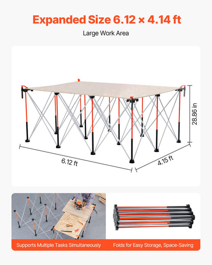 VEVOR Portable Folding Workstand, 6.12 x 4.14 ft Collapsible Workbench, 4500 lbs Weight Capacity, No Assembly Foldable Work Stand with Storage Bag, Table Top NOT Included, for Garage Workshop Outdoor - BXSGZTPPSL6FC1QQP001V0 - view 5