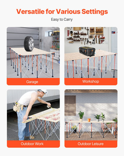 VEVOR Portable Folding Workstand, 8.02 x 4.12 ft Collapsible Workbench, 6000 lbs Weight Capacity, No Assembly Foldable Work Stand with Storage Bag, Table Top NOT Included, for Garage Workshop Outdoor - BXSGZTPPSL8F1N2RC001V0 - view 6