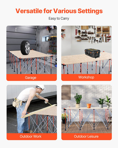 VEVOR Portable Folding Workstand, 8.05 x 4.13 ft Collapsible Workbench, 6000 lbs Weight Capacity, No Assembly Foldable Work Stand with Storage Bag, Table Top NOT Included, for Garage Workshop Outdoor - BXSGZTPPSL8FZHE0J001V0 - view 6