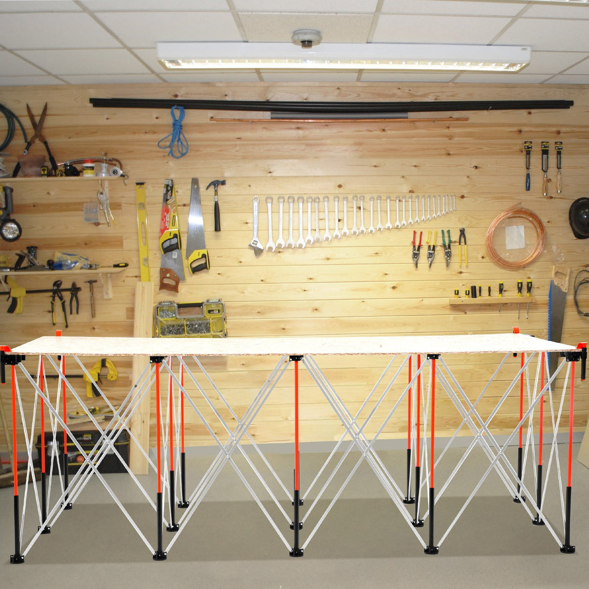 VEVOR Portable Folding Workstand, 8.05 x 4.13 ft Collapsible Workbench, 6000 lbs Weight Capacity, No Assembly Foldable Work Stand with Storage Bag, Table Top NOT Included, for Garage Workshop Outdoor - BXSGZTPPSL8FZHE0J001V0 - view 9
