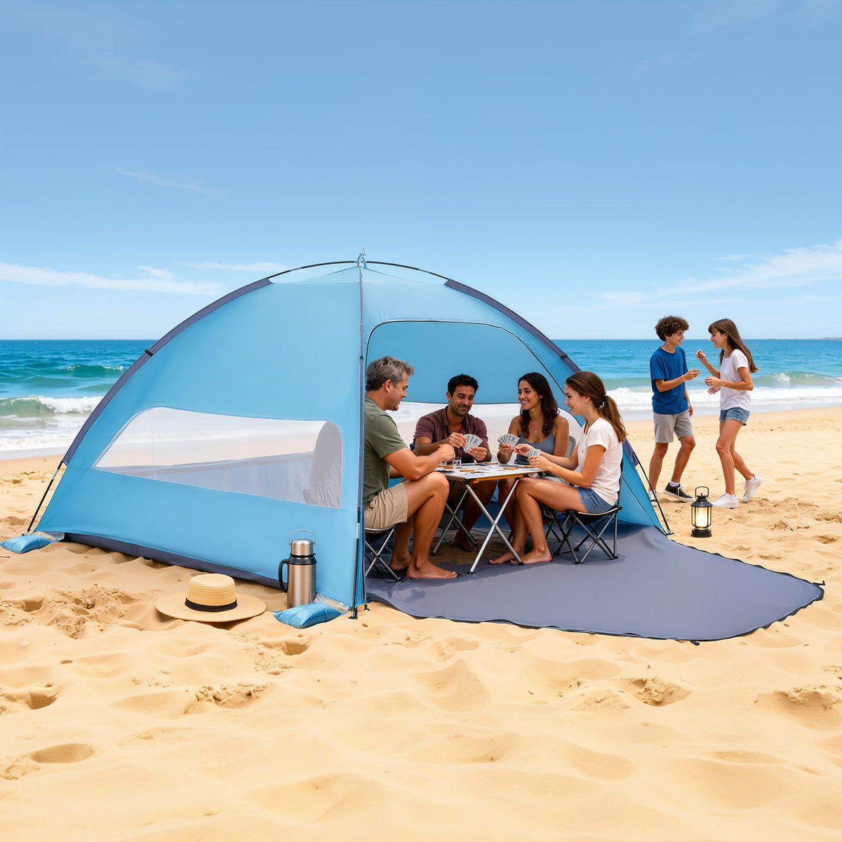 VEVOR Beach Tent Sun Shelter for 6 Person, UPF 50+ Protection, Portable Sun Shade Canopy with Carrying Bag & Sand Pockets, Lightweight and Easy Setup Beach Umbrella for Camping Fishing Outdoor Picnic - BXSHTZPDBJC6IOET9001V0 - view 9