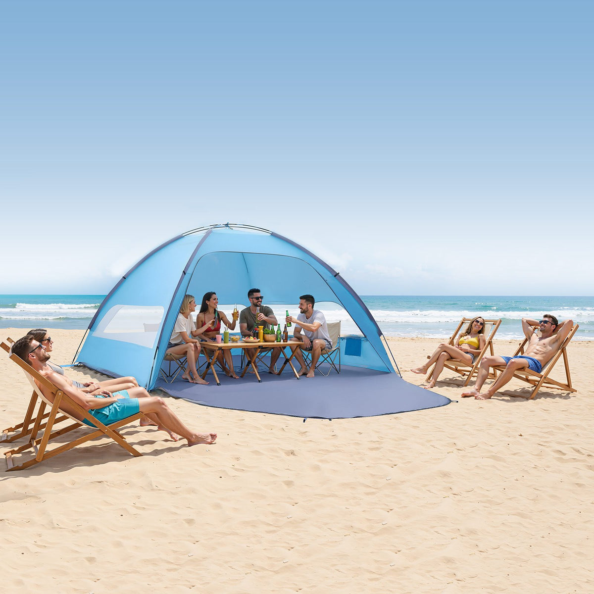 VEVOR Beach Tent Sun Shelter for 8 Person, UPF 50+ Protection, Portable Sun Shade Canopy with Carrying Bag & Sand Pockets, Lightweight and Easy Setup Beach Umbrella for Camping Fishing Outdoor Picnic - BXSHTZPDBJC84S34S001V0 - view 9