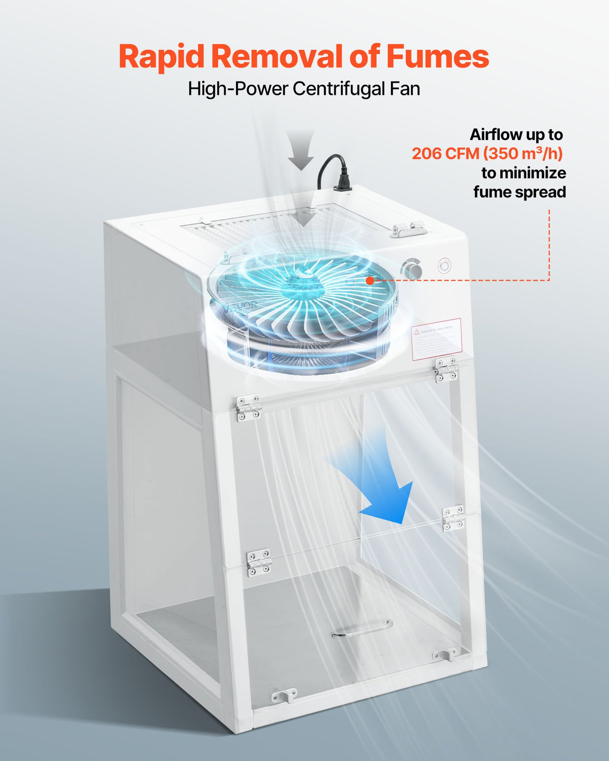 VEVOR Laminar Flow Hood, 20.08 x 20.47 x 23.62 inch Working Area Portable Clean Room, Meets ISO Class 5 Clean Room Standards, with HEPA-14 Filter and G1 Pre-Filter, for Medical and Laboratory Use - BXSJJS1829INJT2TM001V1 - view 3