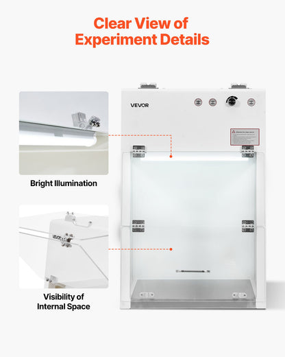 VEVOR Laminar Flow Hood, 20.08 x 20.47 x 23.62 inch Working Area Portable Clean Room, Meets ISO Class 5 Clean Room Standards, with HEPA-14 Filter and G1 Pre-Filter, for Medical and Laboratory Use - BXSJJS1829INJT2TM001V1 - view 6