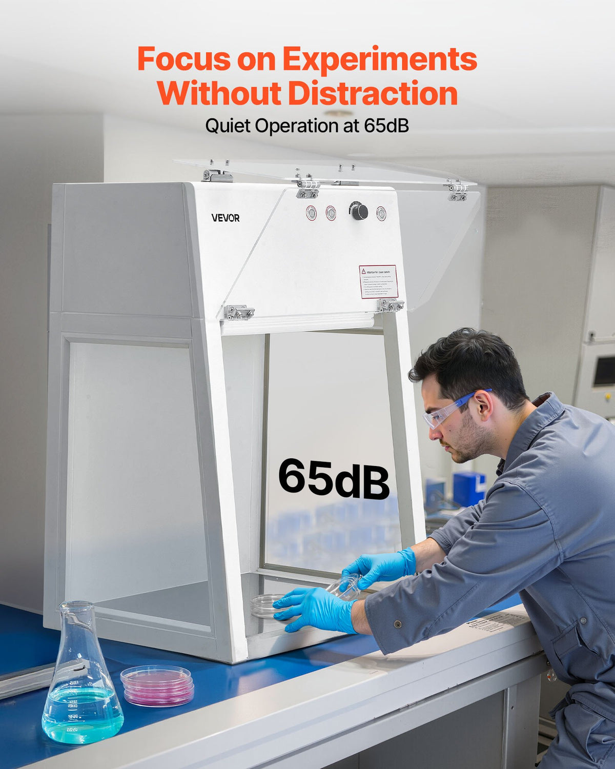VEVOR Laminar Flow Hood, 20.08 x 20.47 x 23.62 inch Working Area Portable Clean Room, Meets ISO Class 5 Clean Room Standards, with HEPA-14 Filter and G1 Pre-Filter, for Medical and Laboratory Use - BXSJJS1829INJT2TM001V1 - view 7