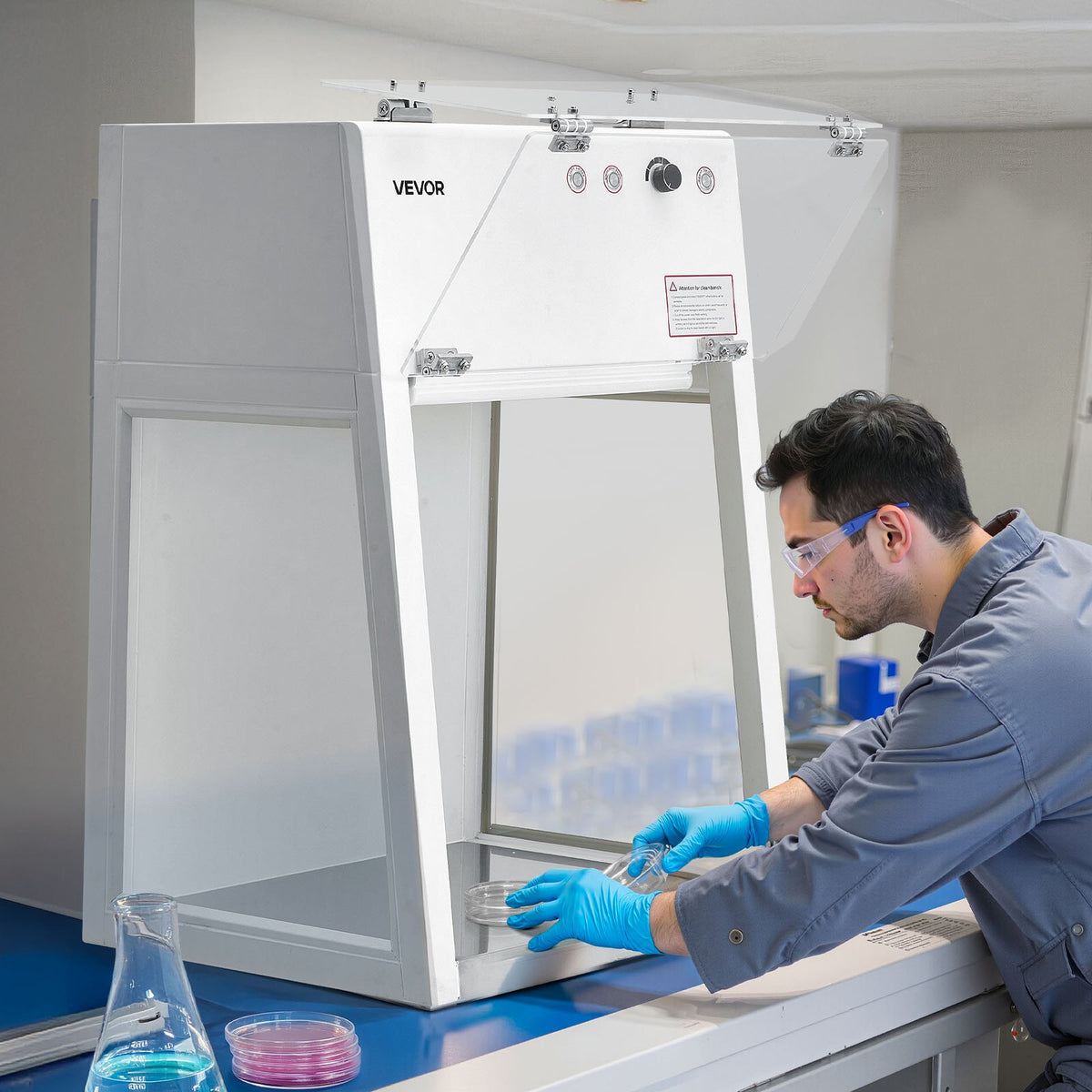 VEVOR Laminar Flow Hood, 20.08 x 20.47 x 23.62 inch Working Area Portable Clean Room, Meets ISO Class 5 Clean Room Standards, with HEPA-14 Filter and G1 Pre-Filter, for Medical and Laboratory Use - BXSJJS1829INJT2TM001V1 - view 9