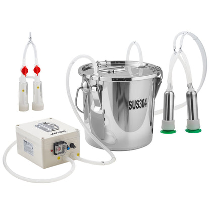 VEVOR Goat Milking Machine, 3.2 Gal / 12 L Food-Grade Stainless Steel Bucket, 4 Teat Cups for Cows and Goats, with 8000 mAh Rechargeable Battery, Electric Pulsation Milking Machine Portable Milker - BXSJNJ12LCD349AR5001V1 - view 10