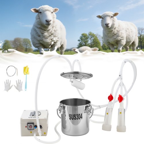 VEVOR Goat Milking Machine, 0.8 Gal / 3 L Food-Grade Stainless Steel Bucket, with 5200 mAh Rechargeable Battery, 2 Teat Cups, Cordless Portable Pulsation Vaccum Electric Milking Machine for Goats Only - BXSJNJ3LCD30X9CEE001V1 - view 2