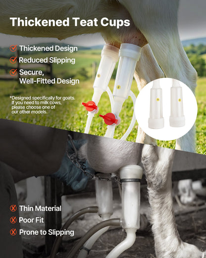 VEVOR Goat Milking Machine, 0.8 Gal / 3 L Food-Grade Stainless Steel Bucket, with 5200 mAh Rechargeable Battery, 2 Teat Cups, Cordless Portable Pulsation Vaccum Electric Milking Machine for Goats Only - BXSJNJ3LCD30X9CEE001V1 - view 7