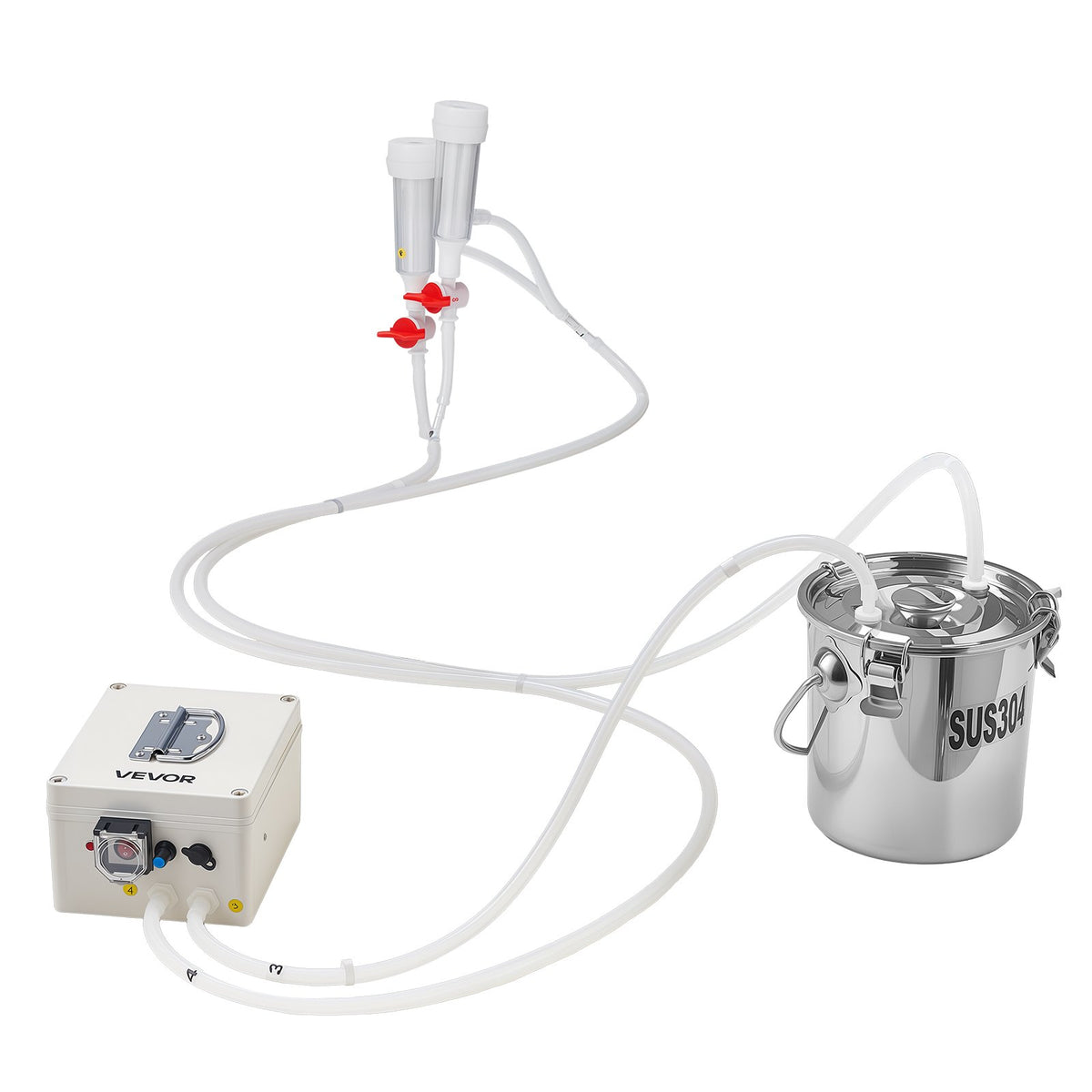 VEVOR Goat Milking Machine, 0.8 Gal / 3 L Food-Grade Stainless Steel Bucket, with 5200 mAh Rechargeable Battery, 2 Teat Cups, Cordless Portable Pulsation Vaccum Electric Milking Machine for Goats Only - BXSJNJ3LCD30X9CEE001V1 - view 10