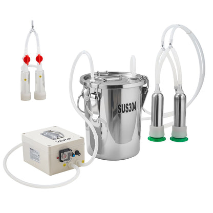 VEVOR Goat Milking Machine, 1.8 Gal / 7 L Food-Grade Stainless Steel Bucket, 4 Teat Cups for Cows and Goats, with 8000 mAh Rechargeable Battery, Electric Pulsation Milking Machine Portable Milker - BXSJNJ7LCD30R23HY001V1 - view 10