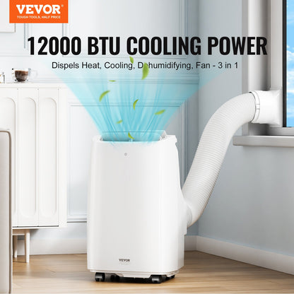 VEVOR 12,000 BTU Portable Air Conditioners, 3-in-1 Portable AC Unit with Remote Control, for 550-700 Sq.Ft, Cool/Dehumidifier/Fan Mode &Low Noise & Rich Accessories for Home/Office/Dorms, White - BXSKDDL120002L6R9V1 - view 3