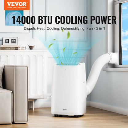 VEVOR 14,000 BTU Portable Air Conditioners, 3-in-1 Portable AC Unit with Remote Control, for 550-700 Sq.Ft, Cool/Dehumidifier/Fan Mode &Low Noise & Rich Accessories for Home/Office/Dorms, White (10,200 BTU SACC Rating) - BXSKDDL14000DI34UV1 - view 3