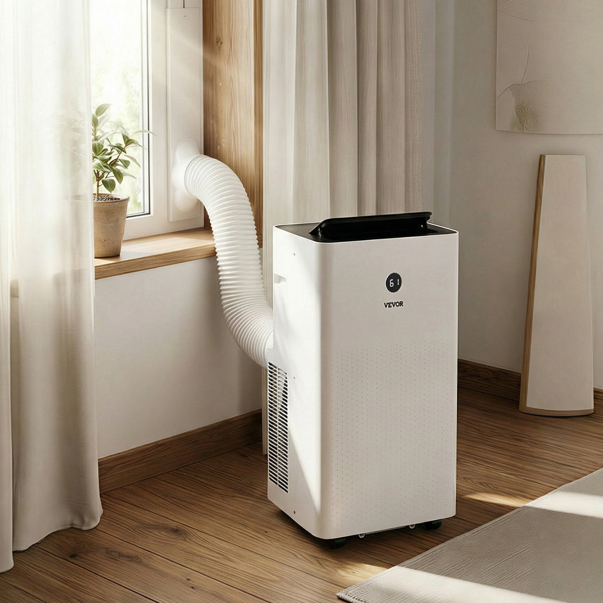 VEVOR Portable Air Conditioner and Heater Combo, 14000 BTU (9800 BTU SACC) 5-in-1 Standing Cooling Ac Unit, LED Touch Panel & Remote Control, 24h Timer, Dehumidifier/Fan/Sleep Mode for Room Indoor - BXSKDMZKLN14E1PSO001V1 - view 9