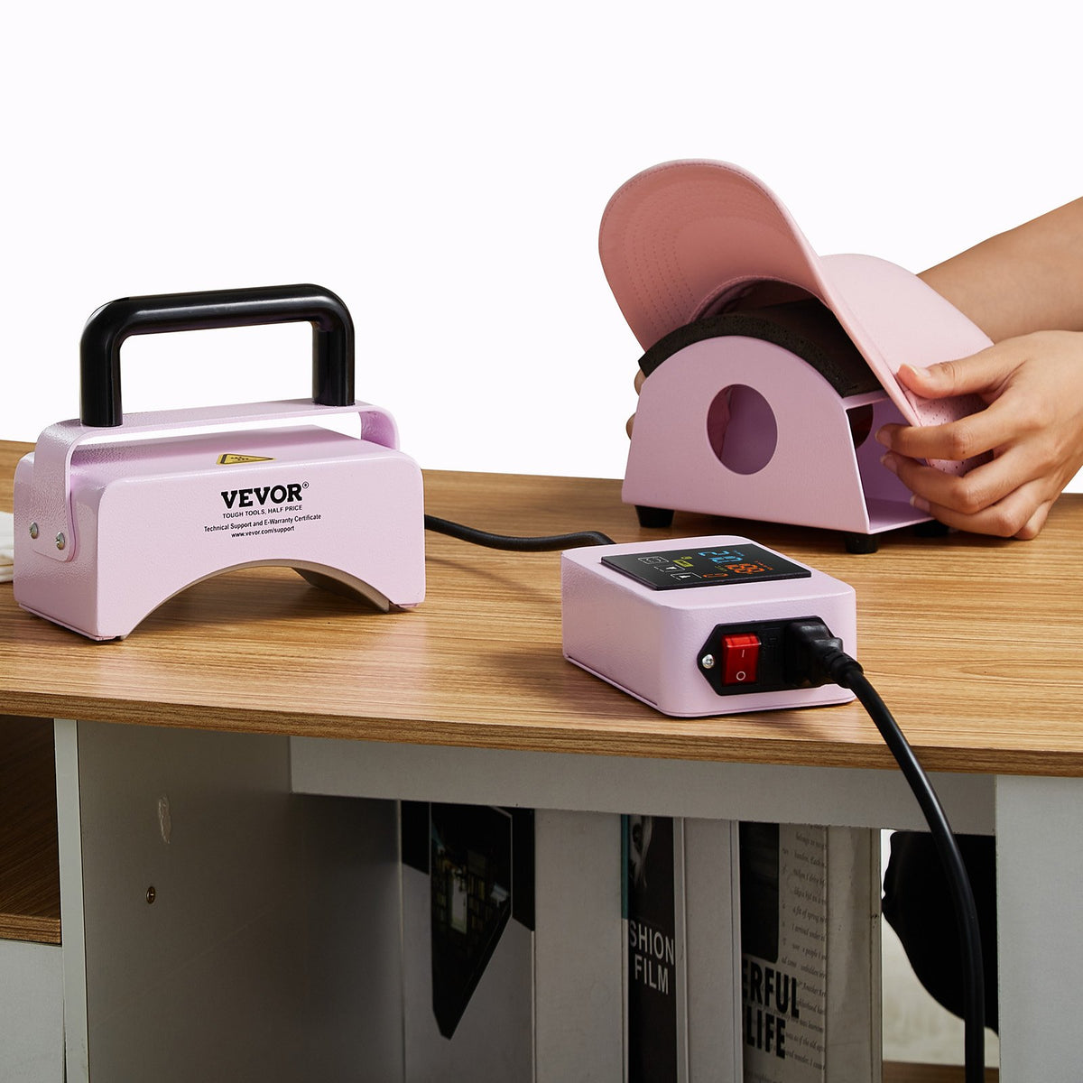 VEVOR Hat Press Machine, Mini Hat Heat Press for Caps with Integrated Control Panel, Cap Heat Press Machine with 5.9x3.15 inch Curved Heating Plate, Safety Base, and Glove, Automatic Shut-Off, Purple - BXSKMJBJMINIB06CLV1 - view 9