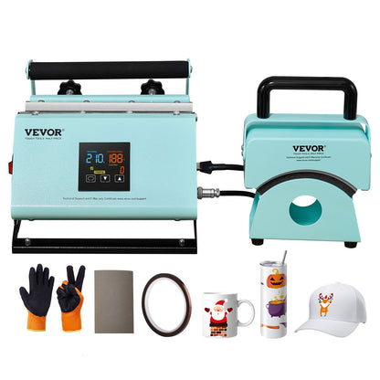 VEVOR 2 in 1 Tumbler and Hat Heat Press Machine, Mini Hat Heat Press for Caps and Hats, Tumbler Heat Press for 11-30oz Sublimation Tumblers and Mugs, Temperature and Time Control, Green - BXSKMJMINIKMSBIPBV1 - view 1