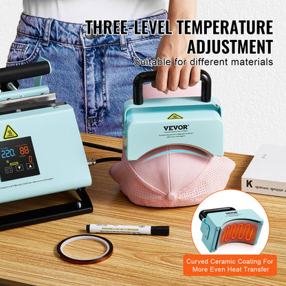 VEVOR 2 in 1 Tumbler and Hat Heat Press Machine, Mini Hat Heat Press for Caps and Hats, Tumbler Heat Press for 11-30oz Sublimation Tumblers and Mugs, Temperature and Time Control, Green - BXSKMJMINIKMSBIPBV1 - view 4