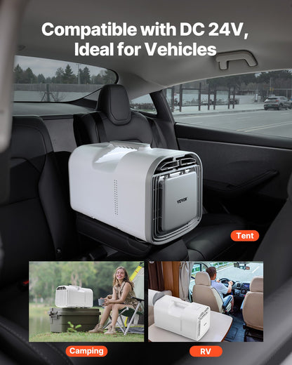 VEVOR Portable Air Conditioner, 4250 BTU 3-Speed Air Conditioning Unit with 24H Timer, Air Portable AC Adjustable from 16-32℃, Compatible with AC/DC, for Outdoor Tent Camping, RVs or Home Use, White - BXSLYKD4000BZZ5B5V1 - view 4