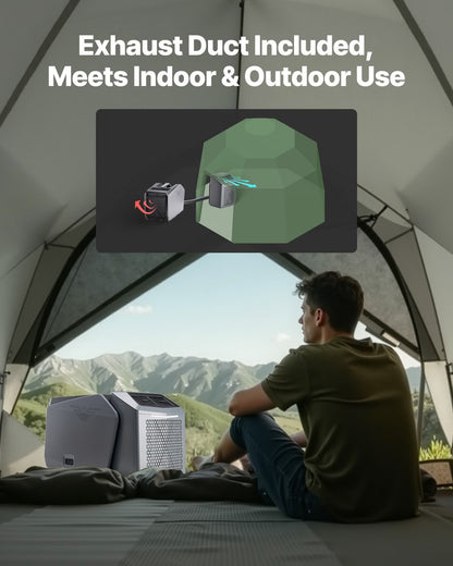 VEVOR Portable Air Conditioner, 5000 BTU 3-Speed Air Conditioning Unit with 24H Timer, Air Portable AC Adjustable from 16-32℃, Compatible with AC/DC for Outdoor Tent Camping, RVs or Home Use, Grey - BXSLYKD6200BZ1KBBV1 - view 7
