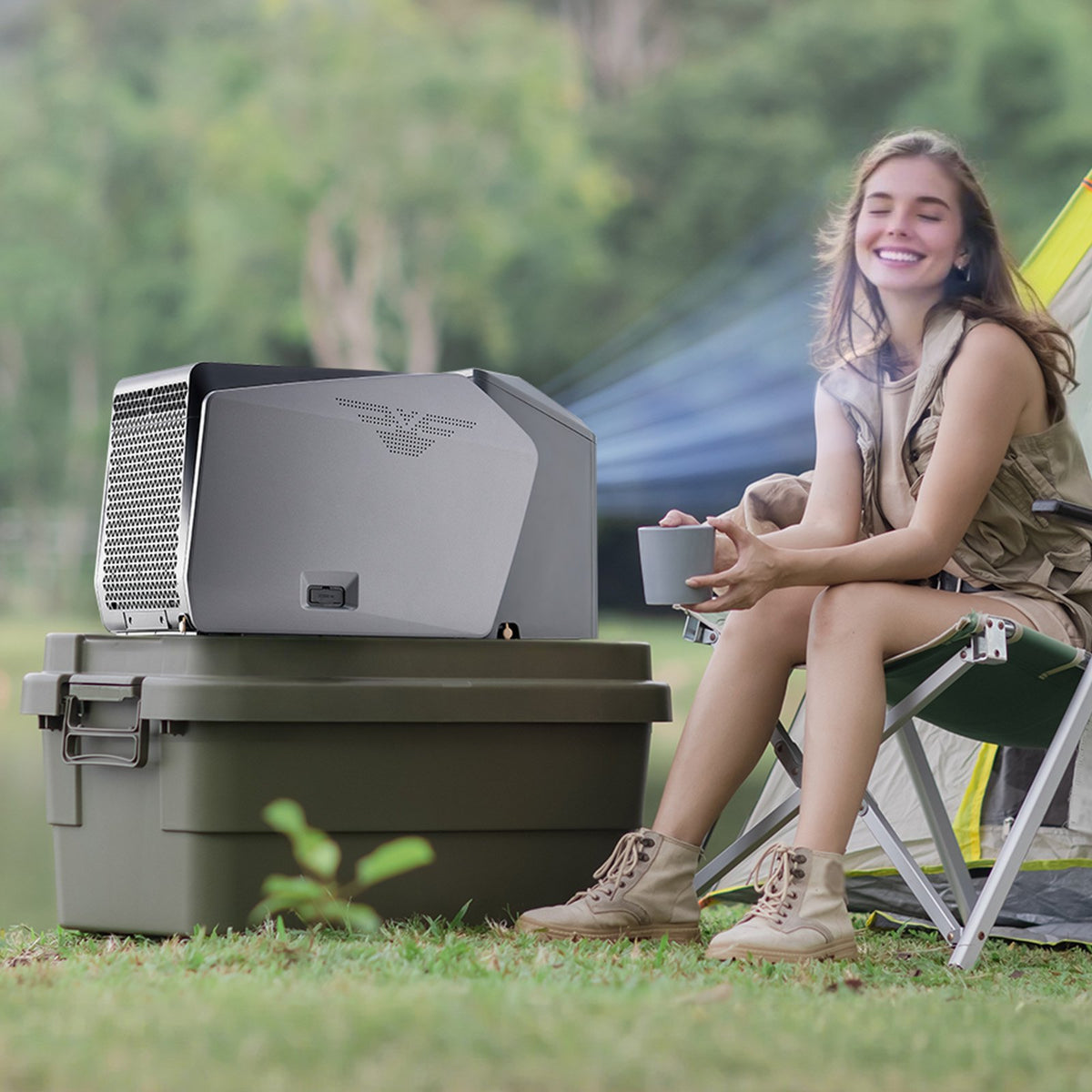 VEVOR Portable Air Conditioner, 5000 BTU 3-Speed Air Conditioning Unit with 24H Timer, Air Portable AC Adjustable from 16-32℃, Compatible with AC/DC for Outdoor Tent Camping, RVs or Home Use, Grey - BXSLYKD6200BZ1KBBV1 - view 9