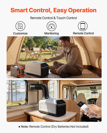 VEVOR Portable Camping Air Conditioner 3050 BTU, Tent AC Unit with Hose, Remote & Touch Control, 61–90°F Adjustable, 150 m³/h High Airflow, Low Noise, Ideal for Tent. RV, Outdoor Cooling, Dark Grey - BXSLYKDDDYBHAW8RS001V1 - view 5