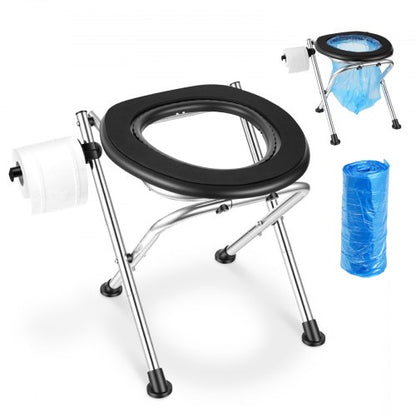 VEVOR Portable Toilet for Camping, 350 lbs Weight Capacity, Stainless Steel Foldable Camp Travel Toilet with Soft Seat for Adults, Suitable for Truckers, RV Travel, Camping, Road Trips, Outdoor Use - BXSMTJYX0000L0JAA001V0 - view 2