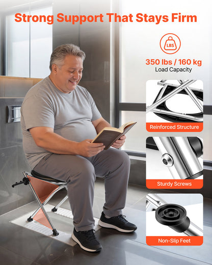 VEVOR Portable Toilet for Camping, 350 lbs Weight Capacity, Stainless Steel Foldable Camp Travel Toilet with Soft Seat for Adults, Suitable for Truckers, RV Travel, Camping, Road Trips, Outdoor Use - BXSMTJYX0000L0JAA001V0 - view 6