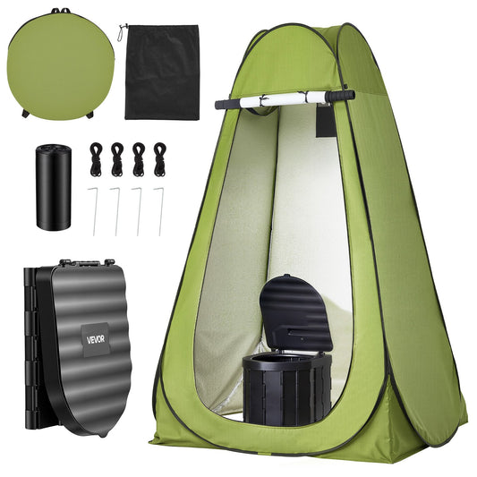 VEVOR Portable Toilet Kit, 330 lbs Load Capacity, Folding Camping Toilet with Pop-Up Privacy Tent, Outdoor Travel Potty for Adults with Carry Bags, Trash Bags, Suitable for RV Travel, Camping, Hiking - BXSMTTJKZDMTKXYCC001V0 - view 1