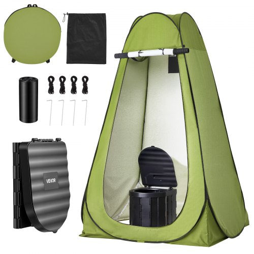 VEVOR Portable Toilet Kit, 330 lbs Load Capacity, Folding Camping Toilet with Pop-Up Privacy Tent, Outdoor Travel Potty for Adults with Carry Bags, Trash Bags, Suitable for RV Travel, Camping, Hiking - BXSMTTJKZDMTKXYCC001V0 - view 2