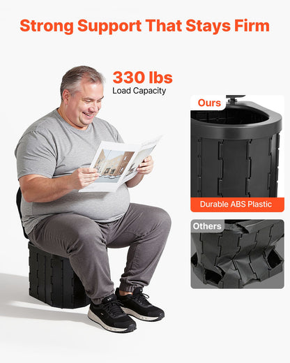 VEVOR Portable Toilet Kit, 330 lbs Load Capacity, Folding Camping Toilet with Pop-Up Privacy Tent, Outdoor Travel Potty for Adults with Carry Bags, Trash Bags, Suitable for RV Travel, Camping, Hiking - BXSMTTJKZDMTKXYCC001V0 - view 8
