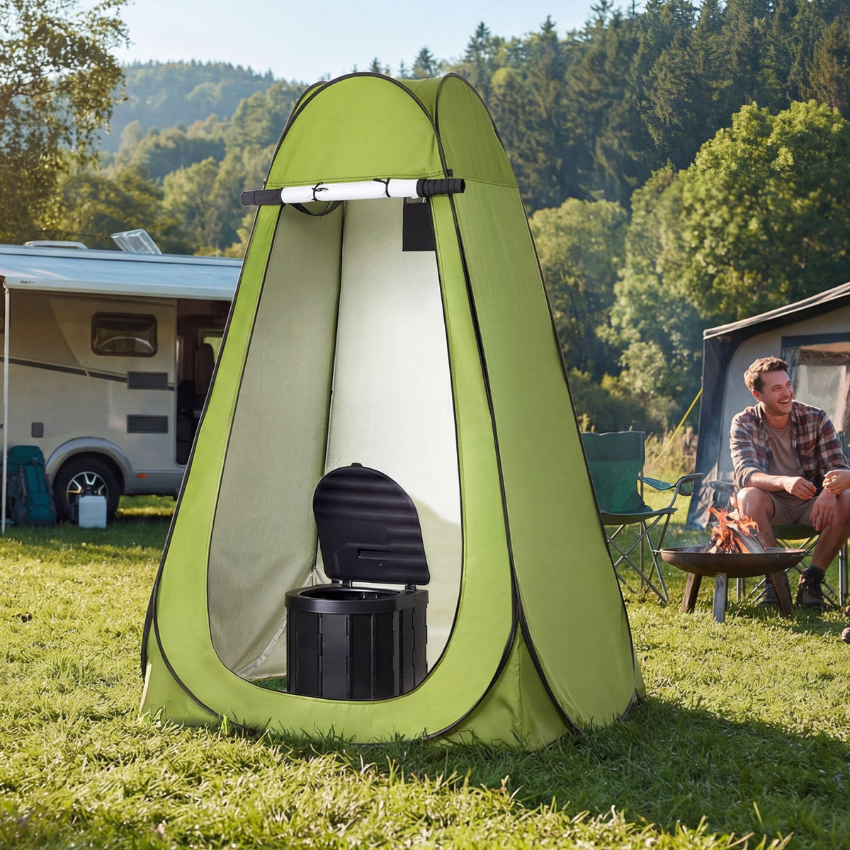 VEVOR Portable Toilet Kit, 330 lbs Load Capacity, Folding Camping Toilet with Pop-Up Privacy Tent, Outdoor Travel Potty for Adults with Carry Bags, Trash Bags, Suitable for RV Travel, Camping, Hiking - BXSMTTJKZDMTKXYCC001V0 - view 9