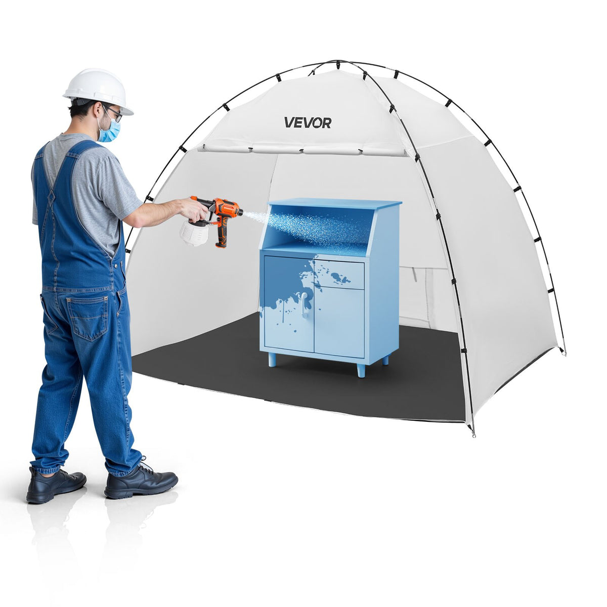VEVOR Portable Paint Booth Tent, 91.7 x 67.7 x 74.8 inch Painting Tent Station, Spray Shelter with Built-in Floor & Mesh Screen, Large Space, Oxford Spray Painting Tents for Cupboard, Chairs, Tables - BXSPQZPBSZCG0MDW9001V0 - view 1