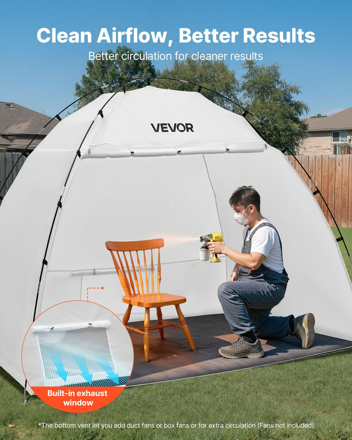 VEVOR Portable Paint Booth Tent, 91.7 x 67.7 x 74.8 inch Painting Tent Station, Spray Shelter with Built-in Floor & Mesh Screen, Large Space, Oxford Spray Painting Tents for Cupboard, Chairs, Tables - BXSPQZPBSZCG0MDW9001V0 - view 4