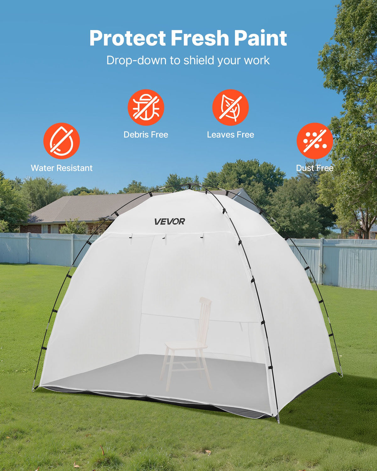 VEVOR Portable Paint Booth Tent, 91.7 x 67.7 x 74.8 inch Painting Tent Station, Spray Shelter with Built-in Floor & Mesh Screen, Large Space, Oxford Spray Painting Tents for Cupboard, Chairs, Tables - BXSPQZPBSZCG0MDW9001V0 - view 6