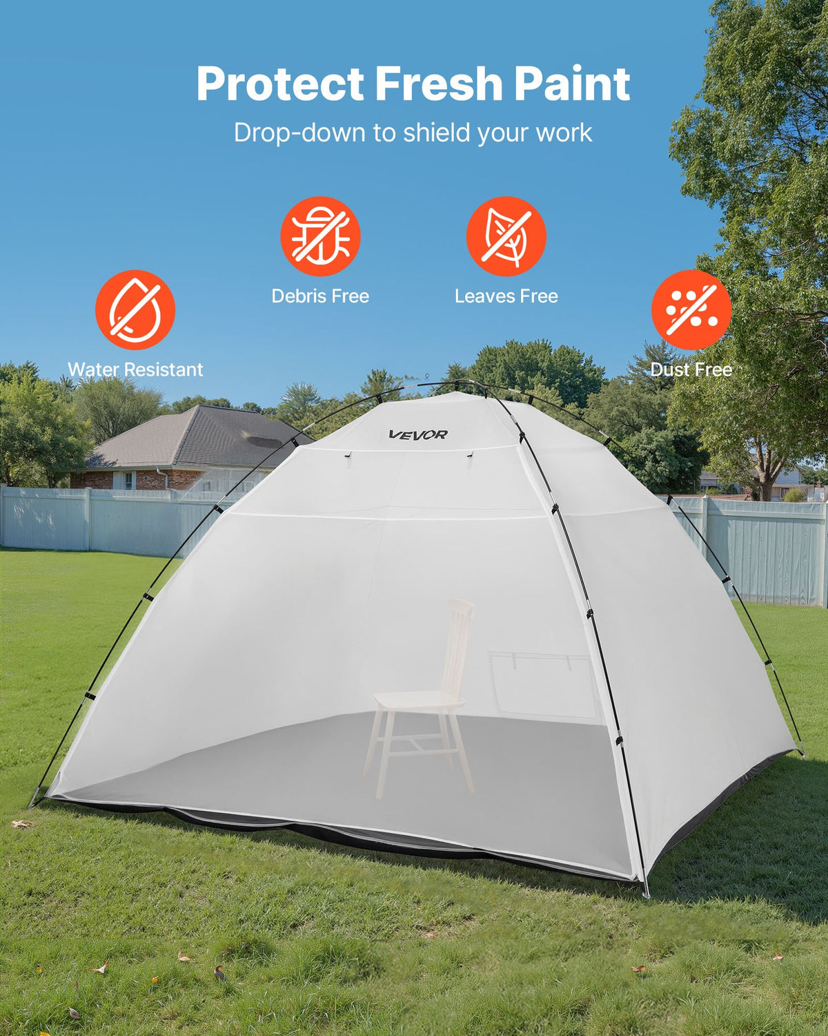 VEVOR Portable Paint Booth Tent, 116.14 x 114.96 x 79.53 inch Painting Tent Station, Spray Shelter with Built-in Floor & Mesh Screen, Large Space, Oxford Spray Painting Tents for Cupboard, Chairs - BXSPQZPBSZCGDOJ95001V0 - view 6