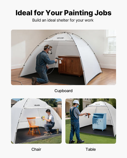 VEVOR Portable Paint Booth Tent, 116.14 x 114.96 x 79.53 inch Painting Tent Station, Spray Shelter with Built-in Floor & Mesh Screen, Large Space, Oxford Spray Painting Tents for Cupboard, Chairs - BXSPQZPBSZCGDOJ95001V0 - view 7