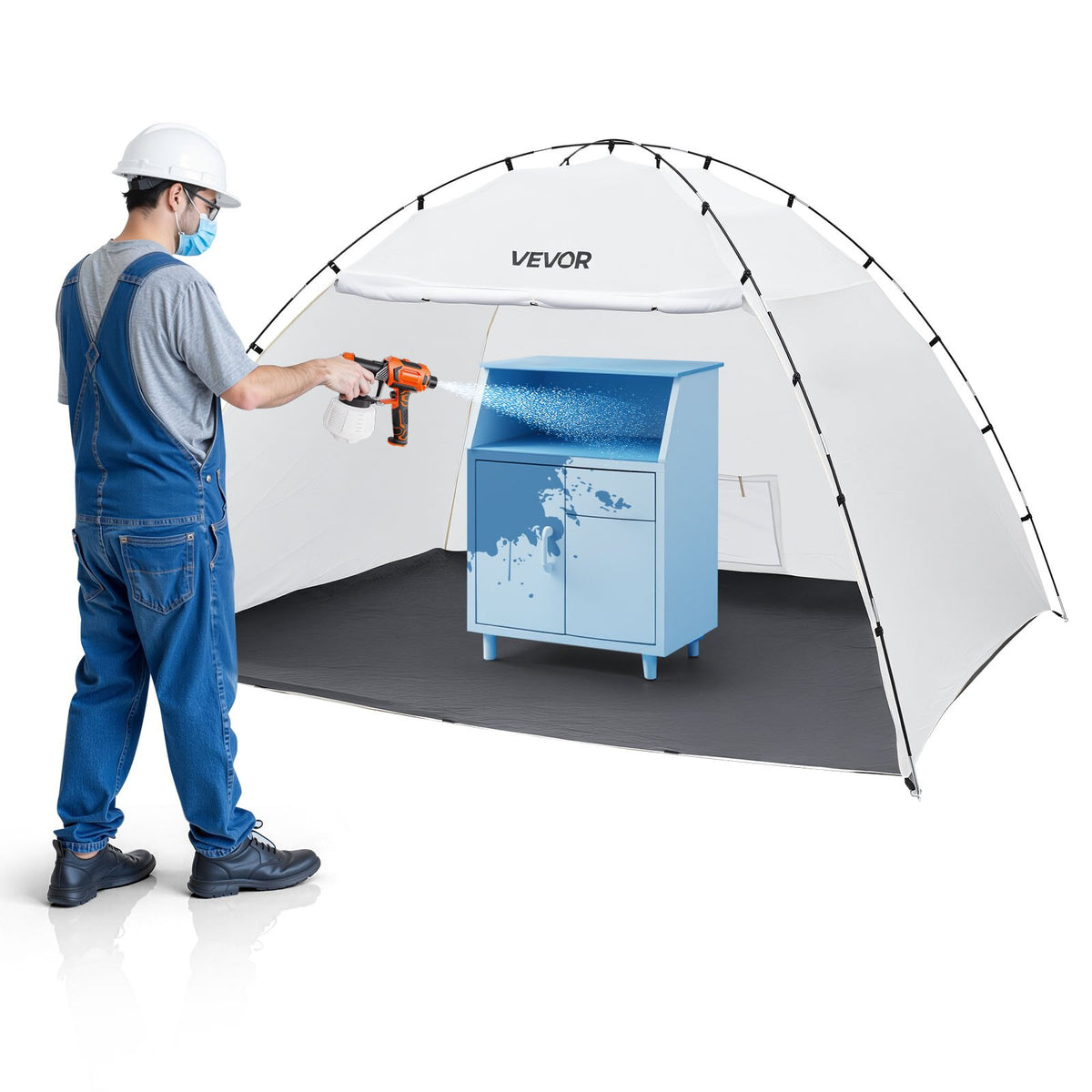 VEVOR Portable Paint Booth Tent, 115.35 x 90.55 x 74 inch Painting Tent Station, Spray Shelter with Built-in Floor & Mesh Screen, Large Space, Oxford Spray Painting Tents for Cupboard, Chairs, Tables - BXSPQZPBSZCGRWORQ001V0 - view 1