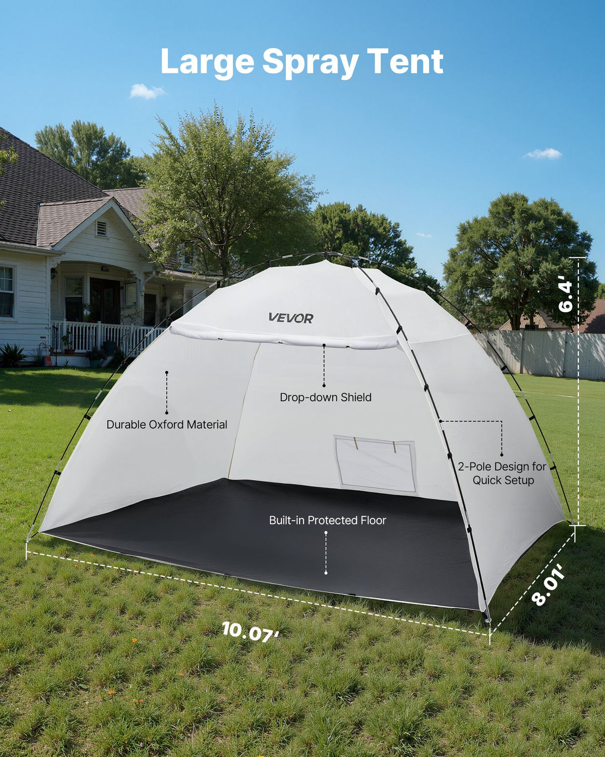 VEVOR Portable Paint Booth Tent, 115.35 x 90.55 x 74 inch Painting Tent Station, Spray Shelter with Built-in Floor & Mesh Screen, Large Space, Oxford Spray Painting Tents for Cupboard, Chairs, Tables - BXSPQZPBSZCGRWORQ001V0 - view 3
