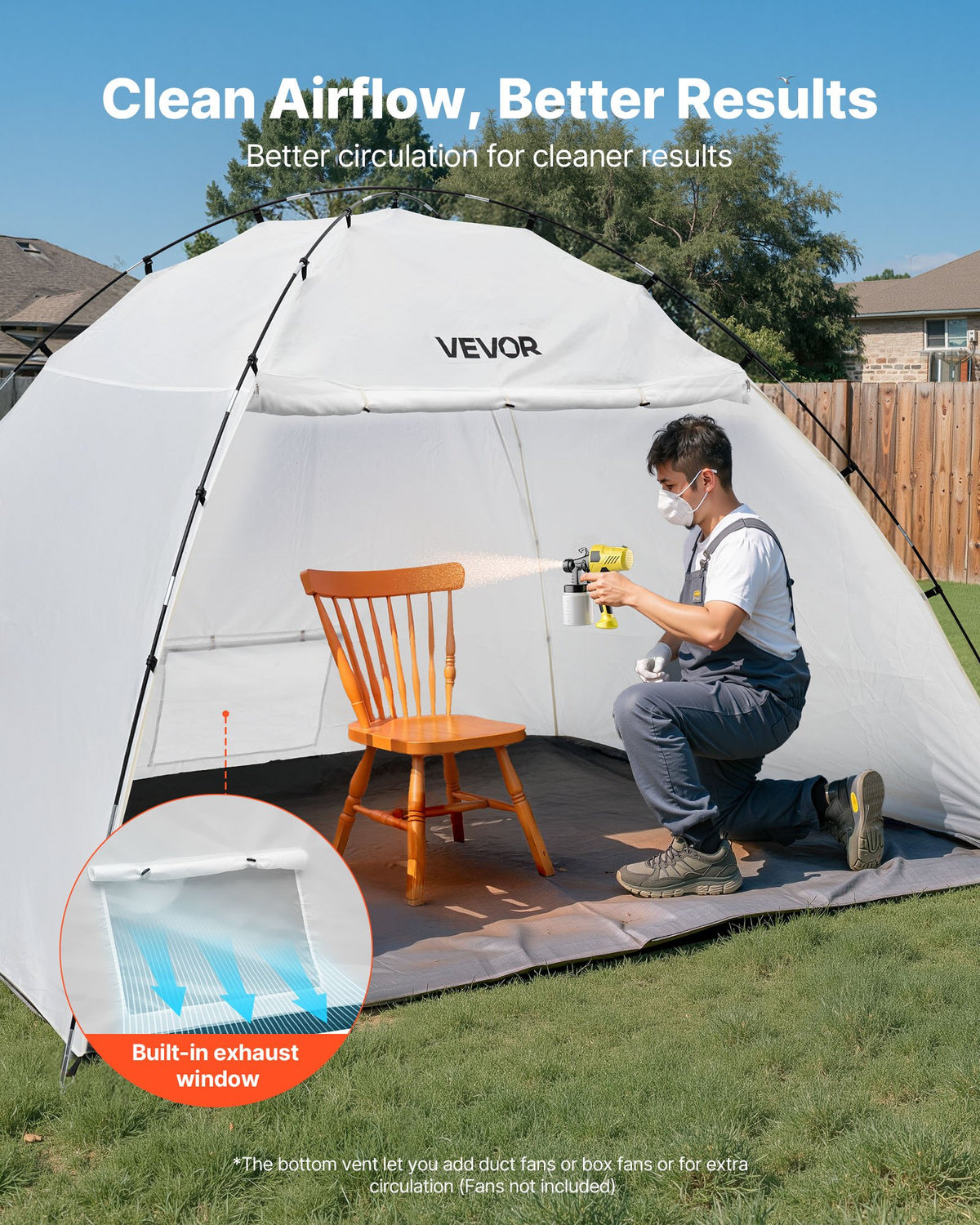 VEVOR Portable Paint Booth Tent, 115.35 x 90.55 x 74 inch Painting Tent Station, Spray Shelter with Built-in Floor & Mesh Screen, Large Space, Oxford Spray Painting Tents for Cupboard, Chairs, Tables - BXSPQZPBSZCGRWORQ001V0 - view 4
