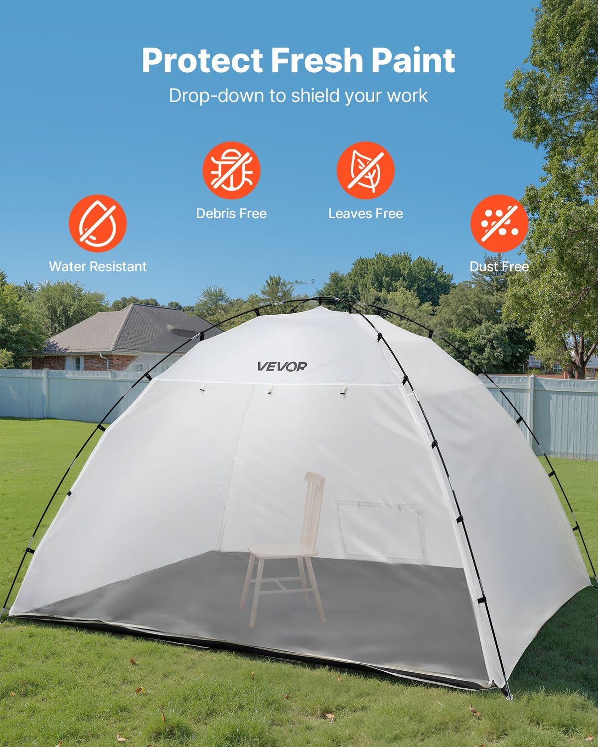 VEVOR Portable Paint Booth Tent, 115.35 x 90.55 x 74 inch Painting Tent Station, Spray Shelter with Built-in Floor & Mesh Screen, Large Space, Oxford Spray Painting Tents for Cupboard, Chairs, Tables - BXSPQZPBSZCGRWORQ001V0 - view 6