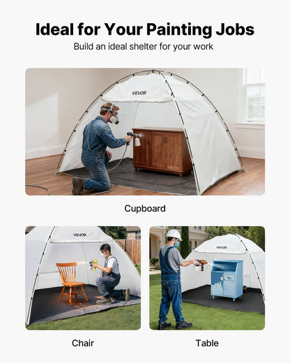 VEVOR Portable Paint Booth Tent, 115.35 x 90.55 x 74 inch Painting Tent Station, Spray Shelter with Built-in Floor & Mesh Screen, Large Space, Oxford Spray Painting Tents for Cupboard, Chairs, Tables - BXSPQZPBSZCGRWORQ001V0 - view 7