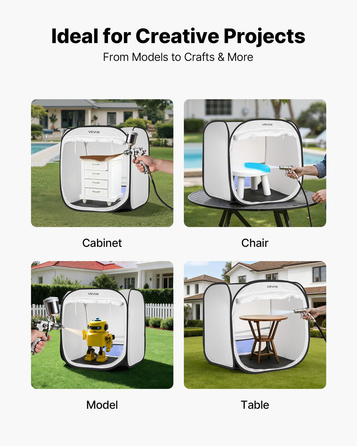 VEVOR Portable Paint Booth Tent, 28.3 x 28.5 x 29.5 inch Pop-Up Portable Spray Paint Tent with Mesh Door, Spray Painting Tents for Cabinets, Chairs, Models, Tables, Pop-Up Design, Efficient Airflow - BXSPQZPBSZDDAATTA001V0 - view 7