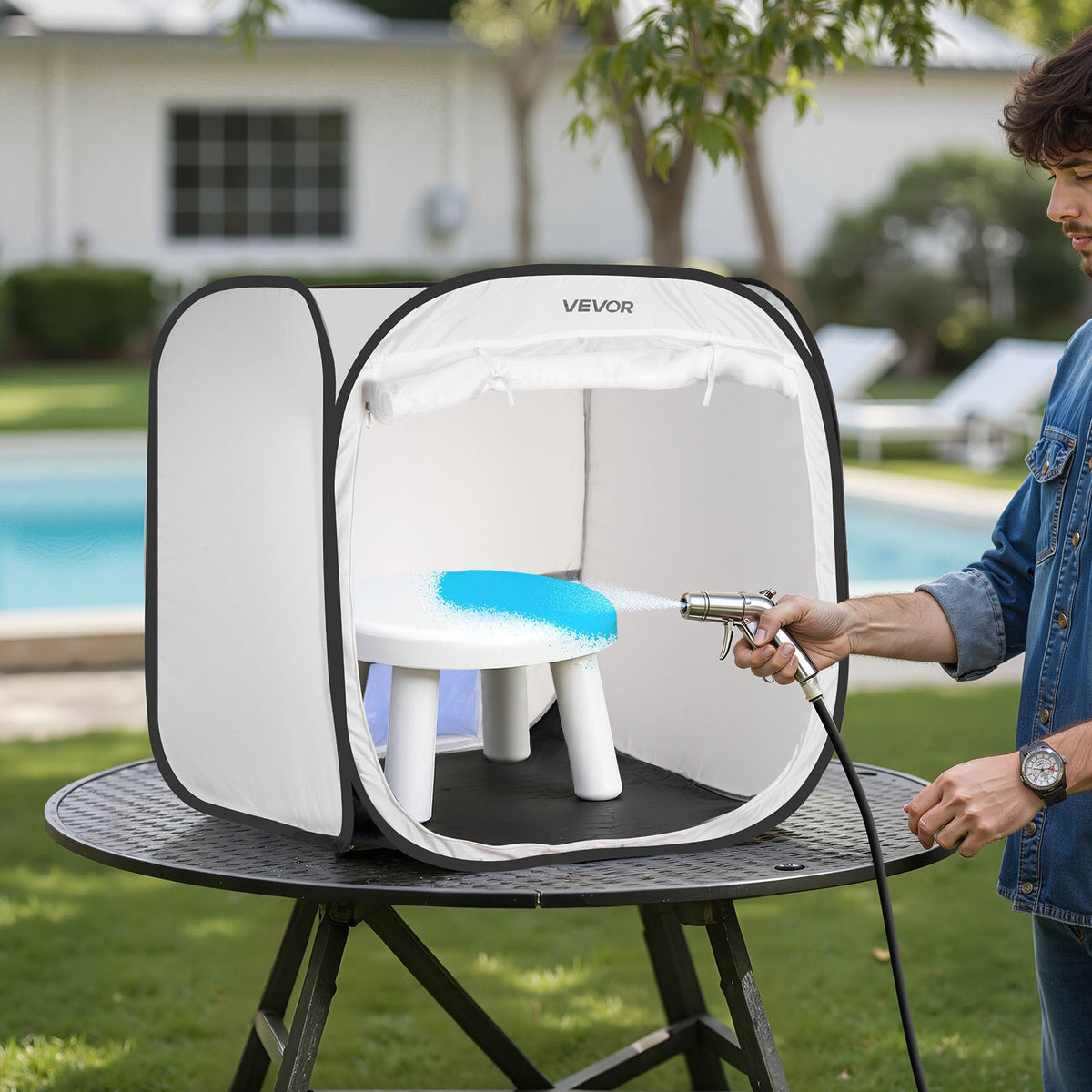 VEVOR Portable Paint Booth Tent, 28.3 x 28.5 x 29.5 inch Pop-Up Portable Spray Paint Tent with Mesh Door, Spray Painting Tents for Cabinets, Chairs, Models, Tables, Pop-Up Design, Efficient Airflow - BXSPQZPBSZDDAATTA001V0 - view 9