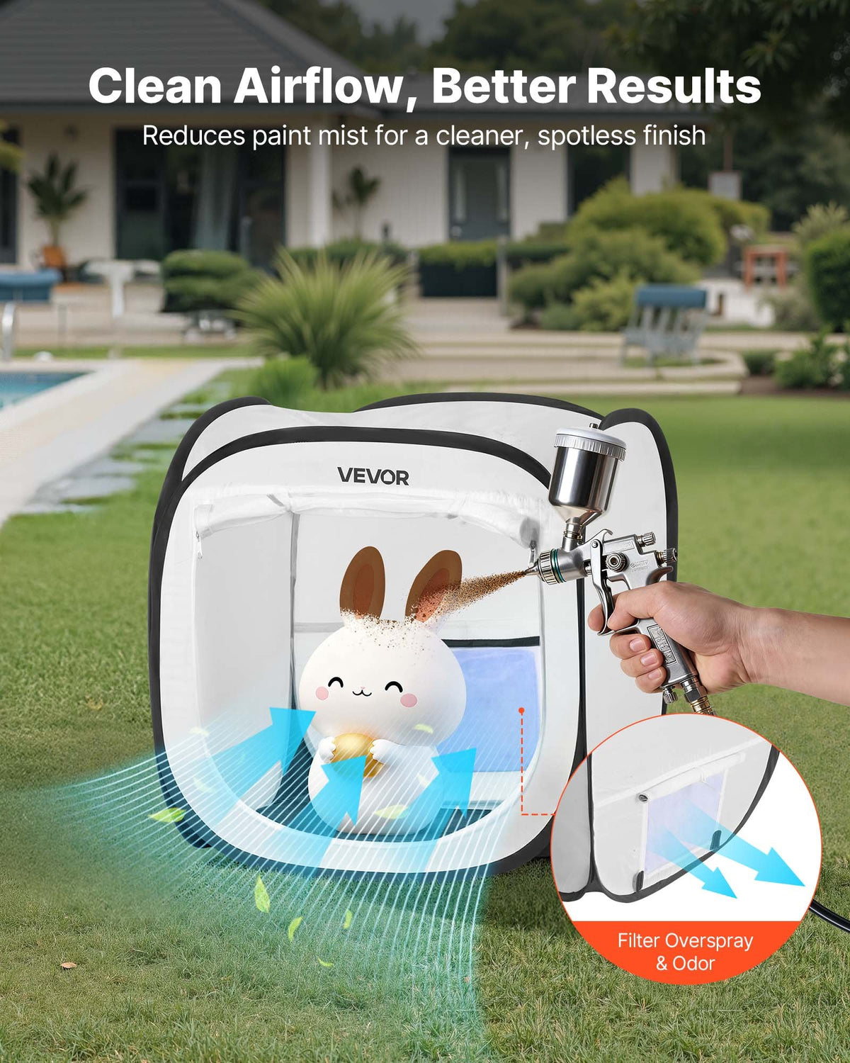 VEVOR Portable Paint Booth Tent, 15.94 x 15.94 x 16.9 inch Pop-Up Portable Spray Paint Tent with Mesh Door, Spray Painting Tents for Small Models, Sculptures, Vases, Photo Frames, Pop-Up Design - BXSPQZPBSZDDHP669001V0 - view 4