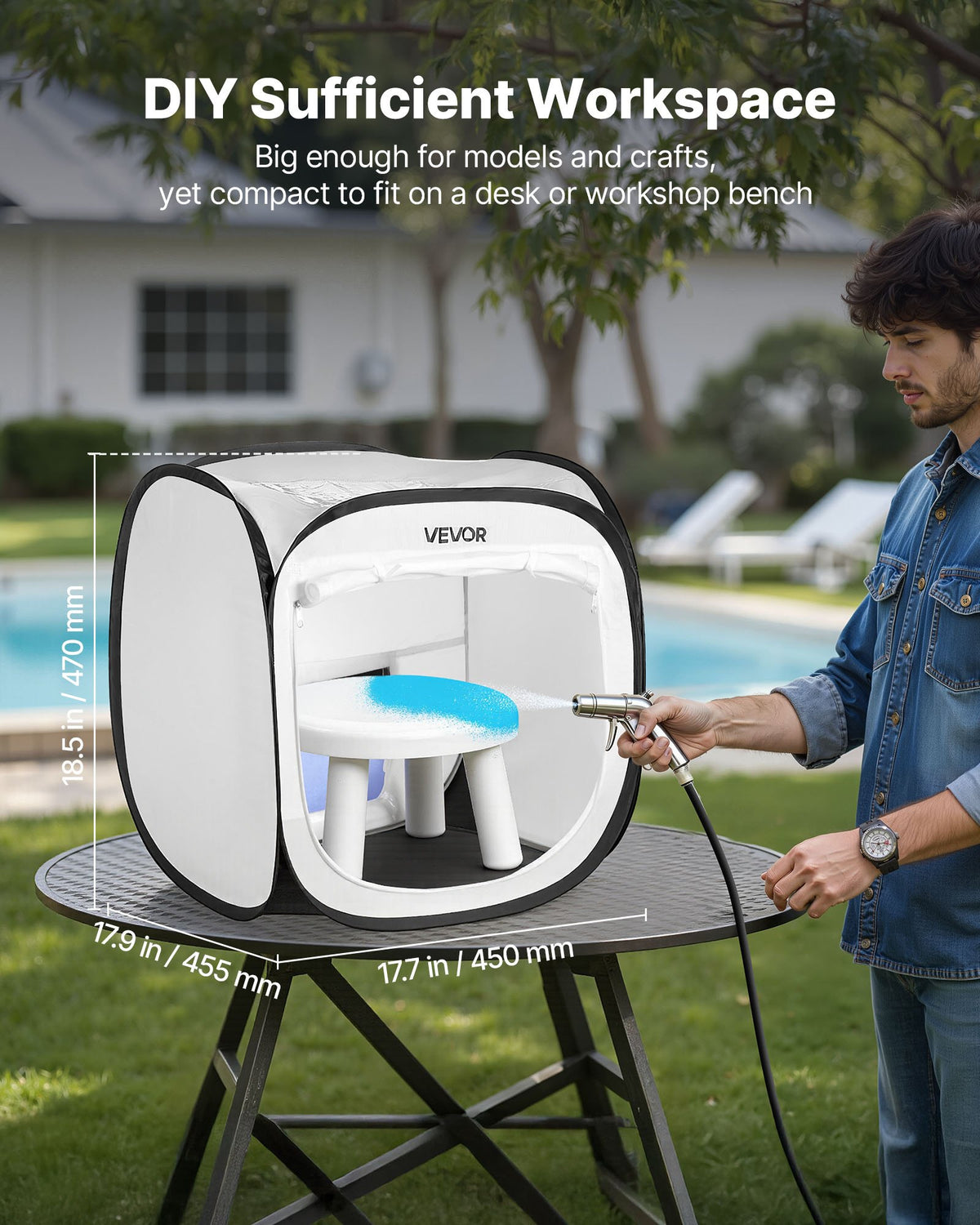 VEVOR Portable Paint Booth Tent, 15.94 x 15.94 x 16.9 inch Pop-Up Portable Spray Paint Tent with Mesh Door, Spray Painting Tents for Small Models, Sculptures, Vases, Photo Frames, Pop-Up Design - BXSPQZPBSZDDHP669001V0 - view 5