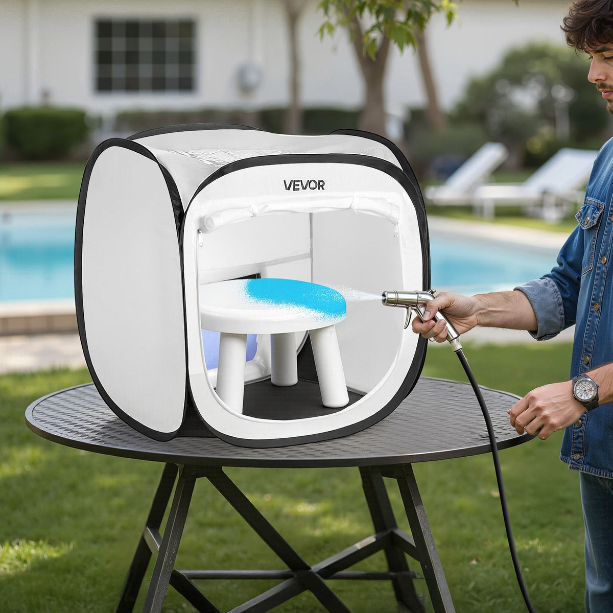 VEVOR Portable Paint Booth Tent, 15.94 x 15.94 x 16.9 inch Pop-Up Portable Spray Paint Tent with Mesh Door, Spray Painting Tents for Small Models, Sculptures, Vases, Photo Frames, Pop-Up Design - BXSPQZPBSZDDHP669001V0 - view 9