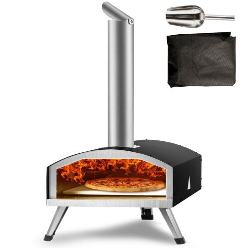 VEVOR Outdoor Oven 12-inch Pellet and Charcoal Fired Maker, Portable Outside Stainless Steel Grill with Pizza Stone, Waterproof Cover, Shovel, Wood Burner for Backyard Camping, - BXSPSLYCKLHSBC8PEV0 - view 1